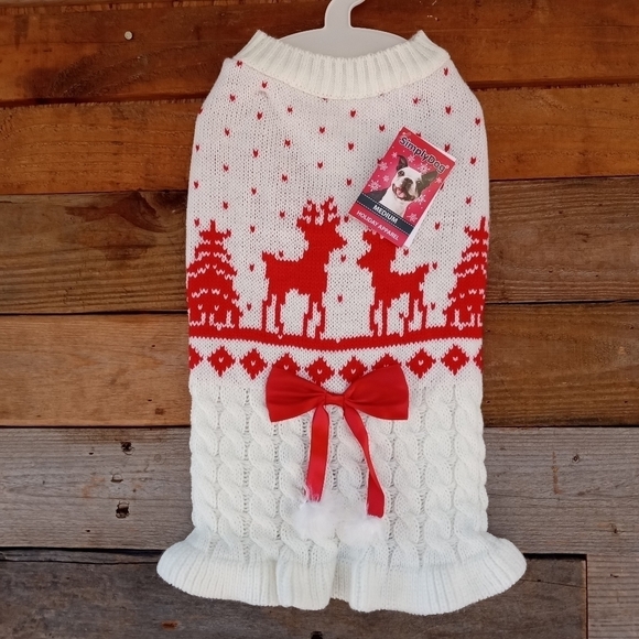 New Christmas Reindeer Dog Sweater Size Medium M - Picture 1 of 2